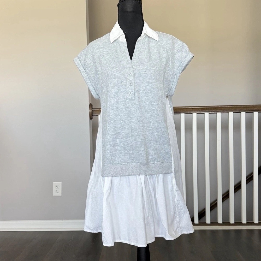 Oversized Sweatshirt Mixed Media 100% Cotton Dress Small Preppy Academia Boho